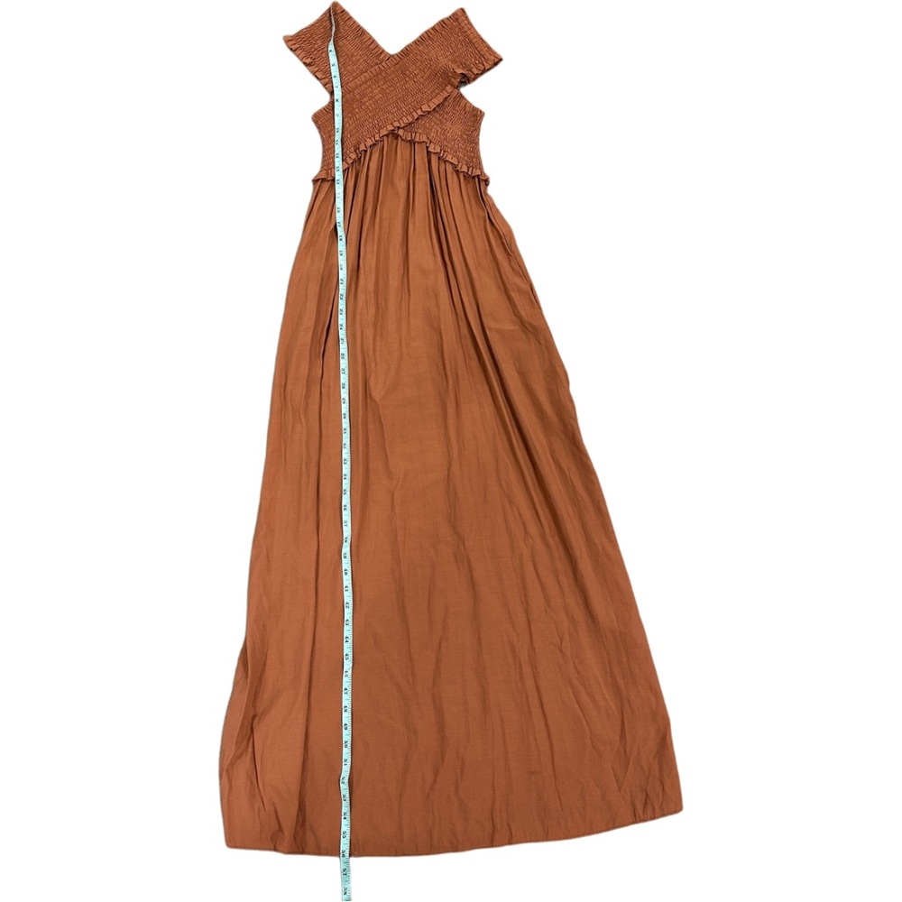 Flawless Terracotta Off-Shoulder Crisscross Maxi Dress Size Small - Picture 7 of 7